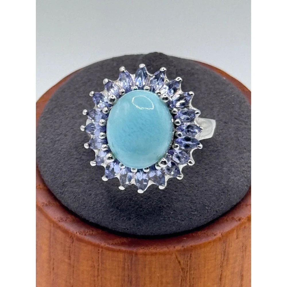 Colleen Lopez Sterling Silver Larimar Ring Size 6